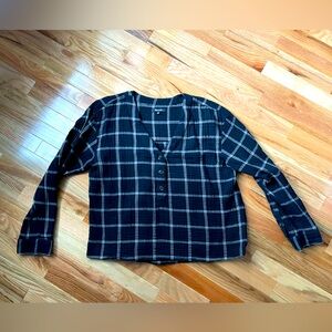 Madewell long sleeve plaid double layer cotton gauze top size XL